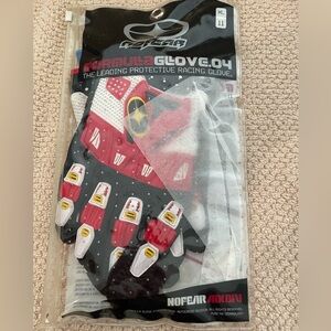 NoFear Formula Racing Gloves - Red, Black, White